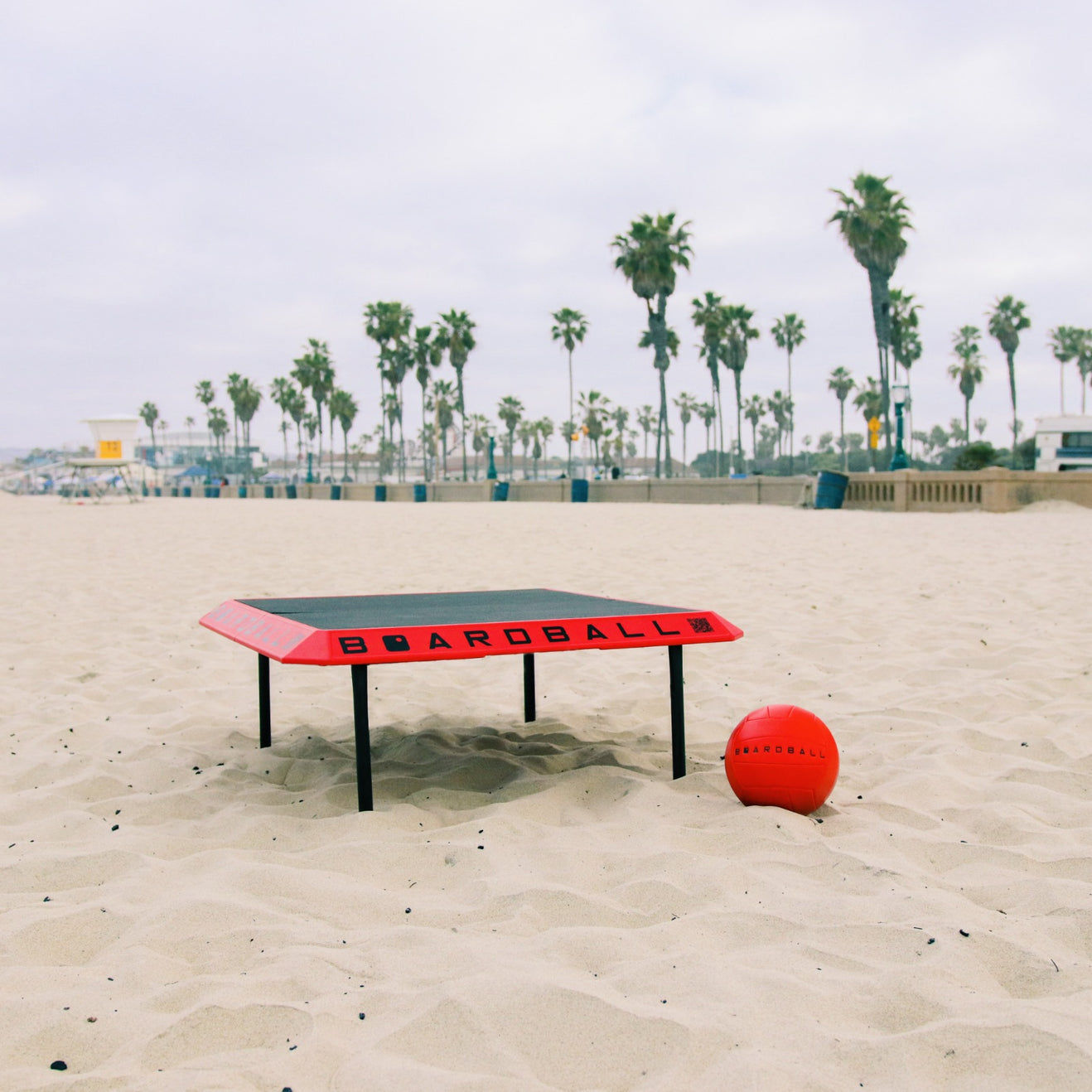 Boardball board with ball on the beach